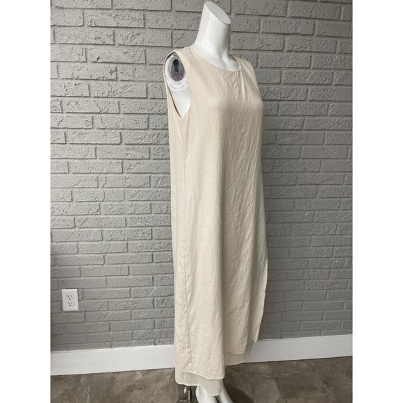 Doe & Rae Women Sleeveless Cream Overlay Dress with Side Buckle Detail Size M - Picture 4 of 9